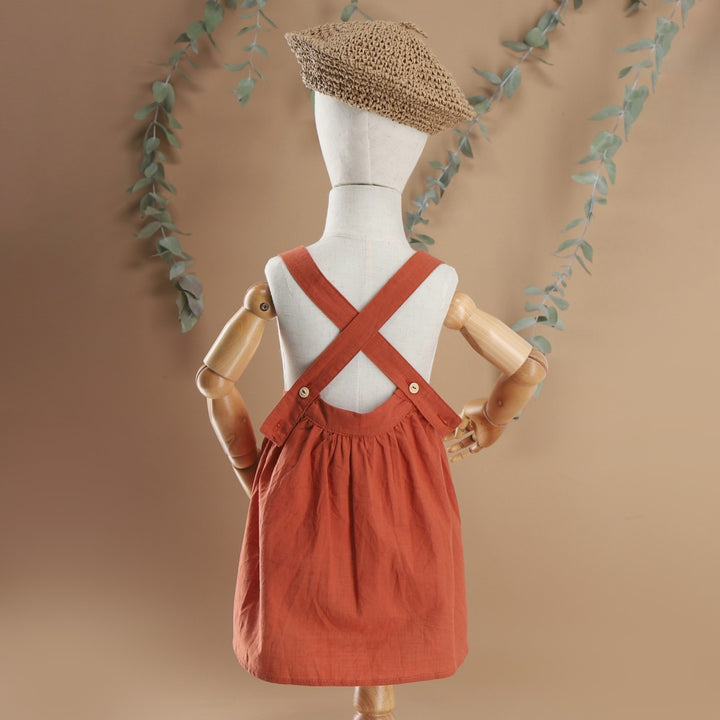 FALDA ABOMBADA CON TIRANTES LADRILLO