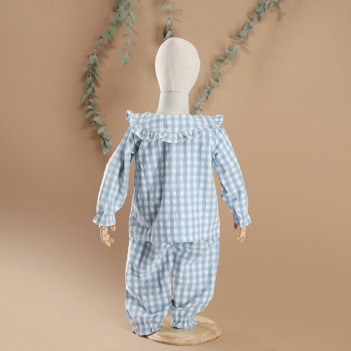 PIJAMA CUADROS CELESTE