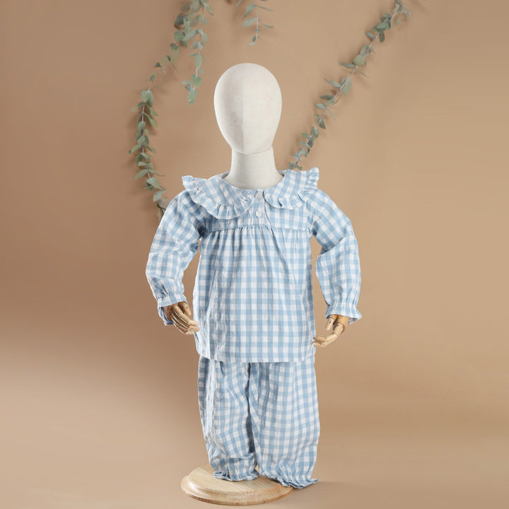 PIJAMA CUADROS CELESTE
